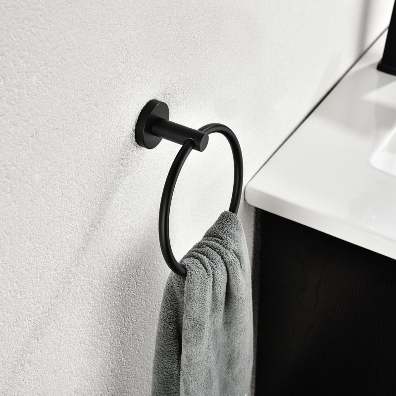 6 Piece Stainless Steel Bathroom Towel Rack Set Wall Mount, Matte Black