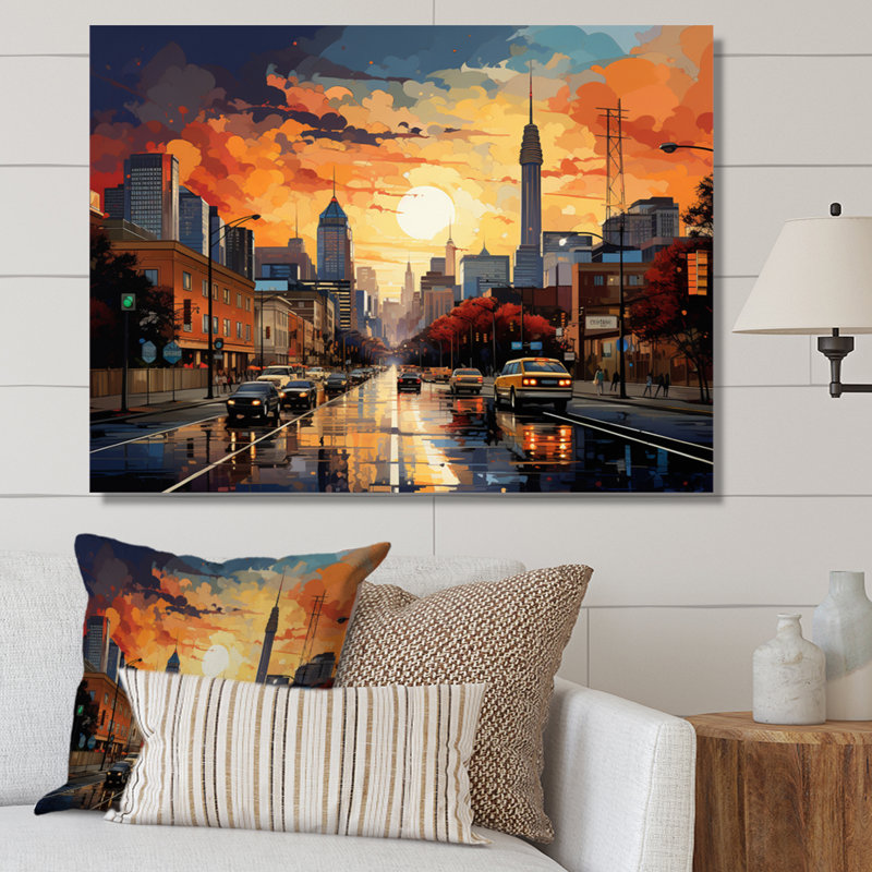 Atlanta Popart Landscape VI, reproduction d'art sur toile, H 16 po x l 32 po x P 1 po, Toile tendue