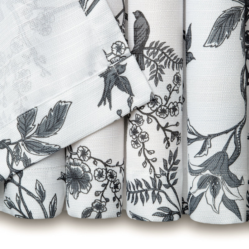 Wassim Floral Single Curtain Panel, 52" W x 108" L, Charcoal