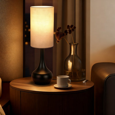 Modern Touch Control Table Lamp With 3-Way Dimmable Lighting, Space-Saving Design For Bedroom, Living Room And Office, No Assembly Required (Bulb Included)