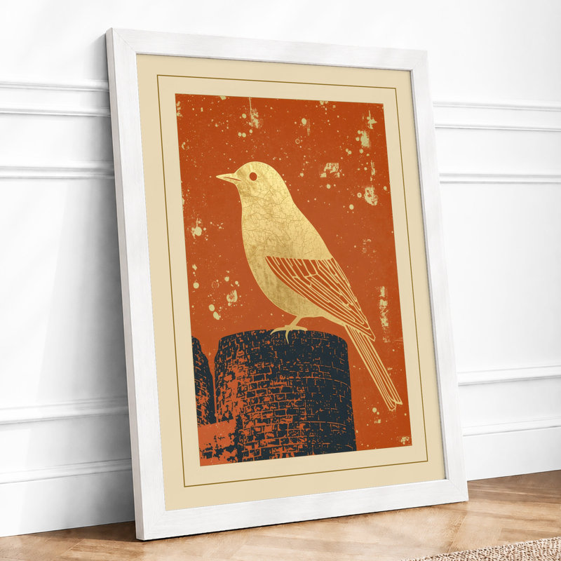 Perched Bird Study Japandi - Print, A2 - 59.4 x 42.0 cm, White