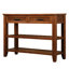 Buffet Mid-Century en bois massif brun avec 2 tiroirs et tablettes de rangement, idéal pour le salon, le hall d'entrée, la console de 42 po et le bureau de la chambre à coucher