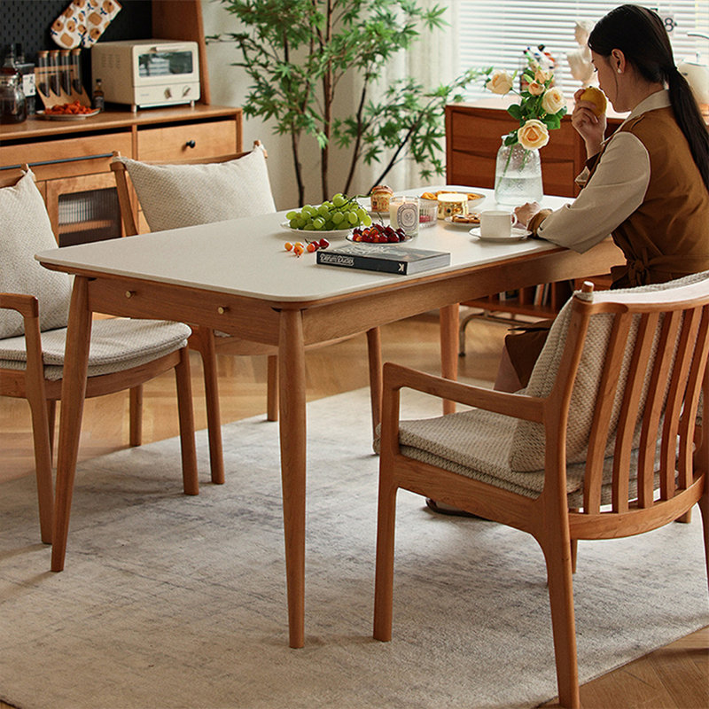 Pierre rectangulaire blanche avec table de salle à manger Soild pour la salle à manger / cuisine, Blanc