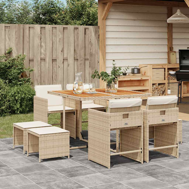 Patio Dining Set with, Cream White, Beige