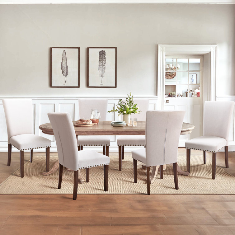 Modern Nailhead Trim Kitchen Room Wood Dining Chairs Side Chair