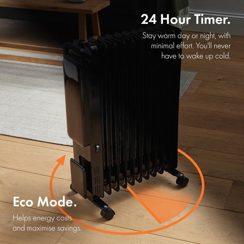 VonHaus 2500 Watt Electric High Efficiency Radiator Space Heater with Adjustable Thermostat and with Digital Display