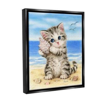 «Kitten With Conch Shell Floater Frame» par Kayomi Harai sur toile