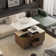 Modern Height-Adjustable Coffee Table With Four Stools - Expandable Folding Dining Table With One Hidden Storage And Two Drawers, Saving Living Room Space