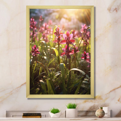 Orchidées exotiques roses et vertes sur toile