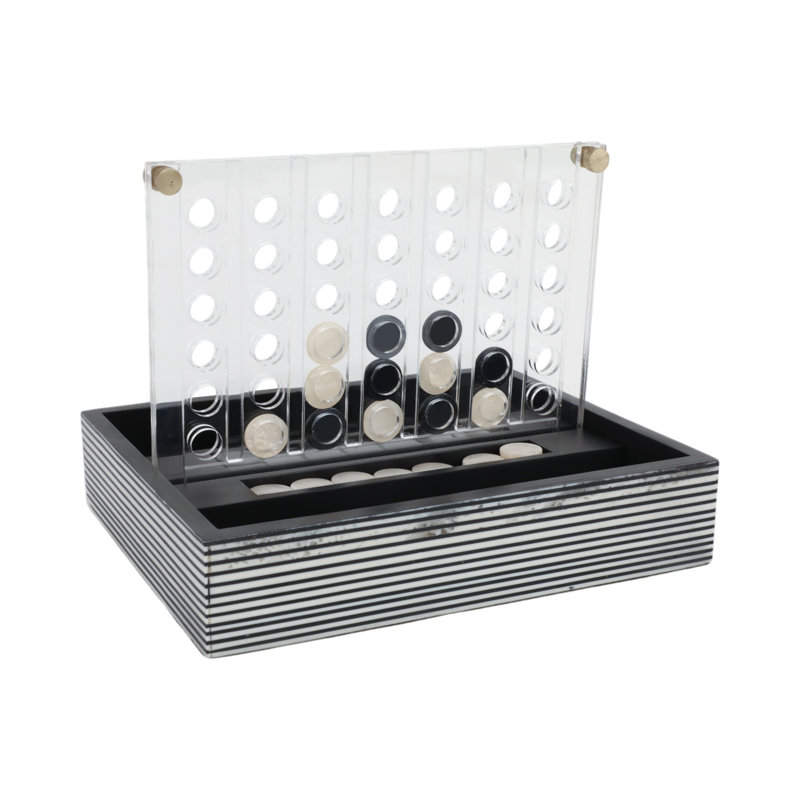 Iron, MDF, and Resin Classic Strategy Board Game with Modern Acrylic and Wood Design, Black