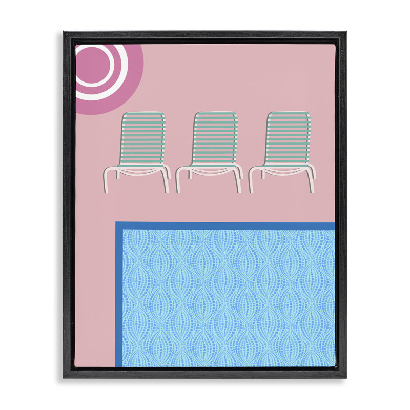 «Summer Poolside View», art mural encadré flottant par Regina Moore, Cadre flottant noir de jais, H 31 po x l 25 po