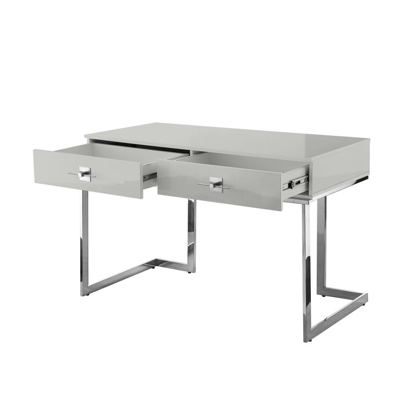Bureau d'écriture Nicole Miller pour salle de maquillage, Gris clair / chrome