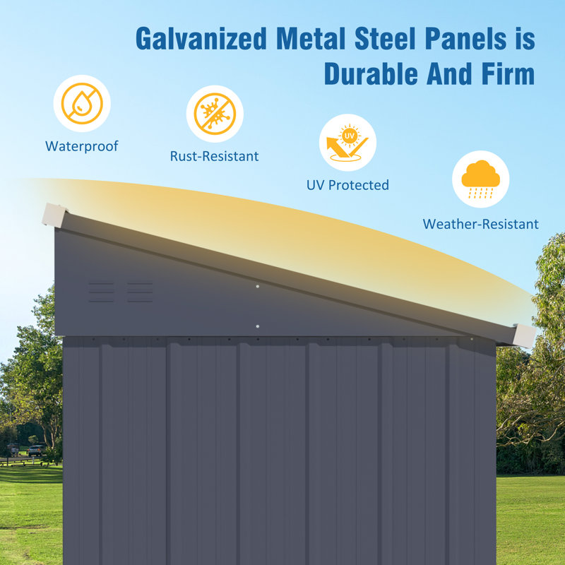 4' W x 10' D Metal Lean-to Storage Shed