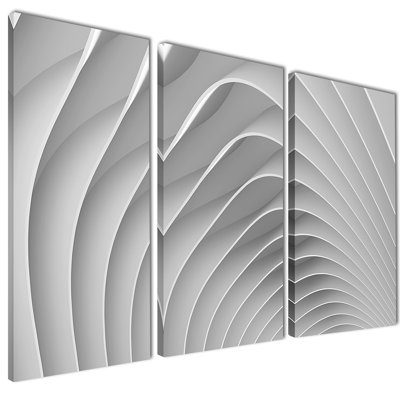 Ondulations de blanc 3d renflements-impression sur toile tendue 3 pièces
