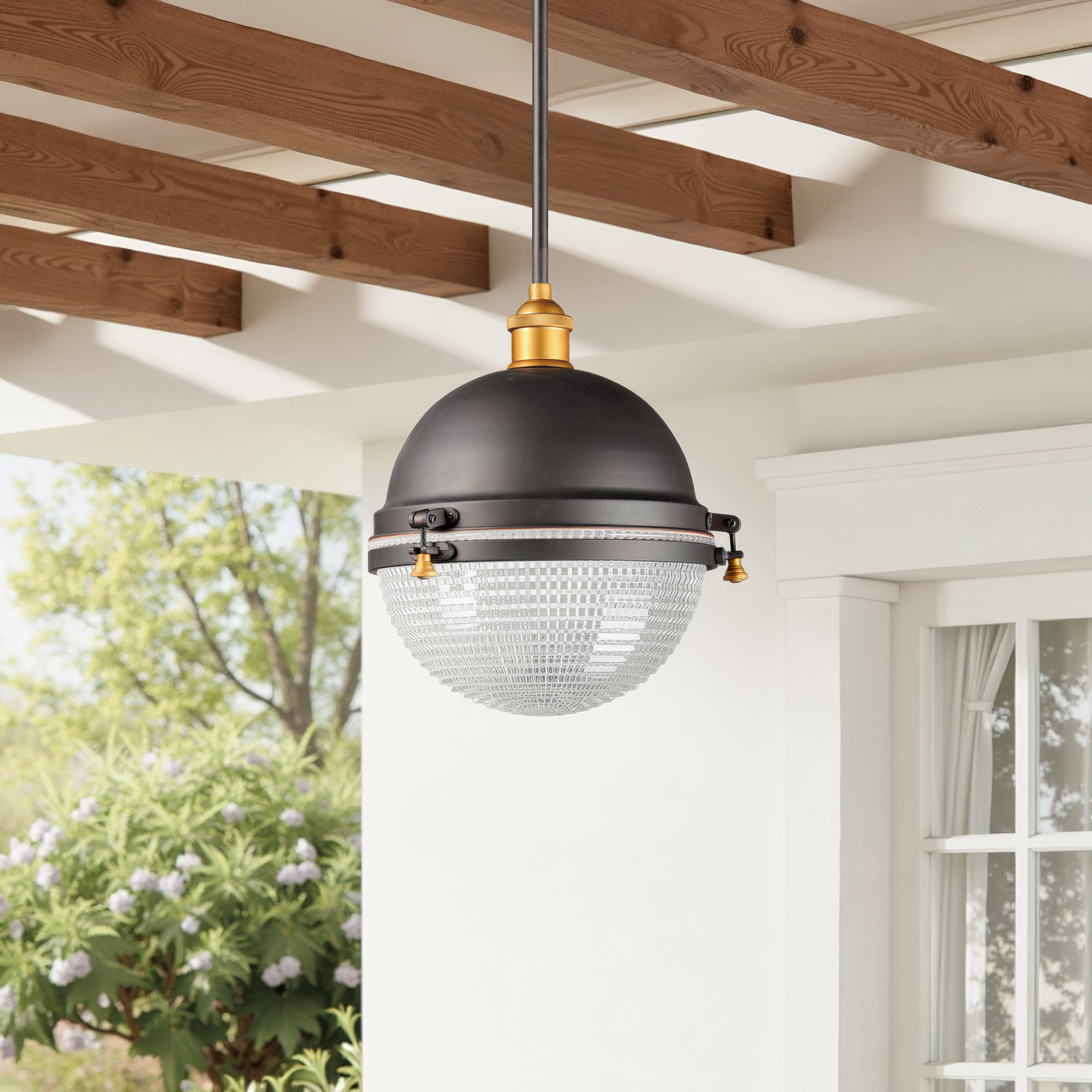 Pepperdine Ribbed Outdoor Metal Pendant