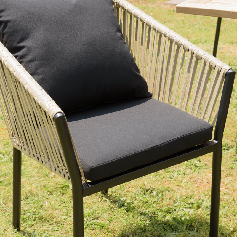 Macedon Patio Dining Armchair with Cushion, Black, Natural