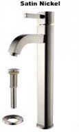 Bathroom Combos Glass Circular Vessel Bathroom Sink with Faucet, Satin Nickel