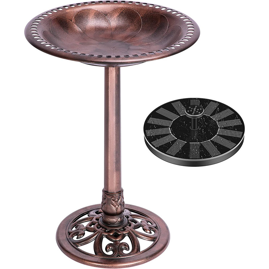 Outdoor Polyresin Antique Bird Bath with Solar Powered Round Pond Fountain