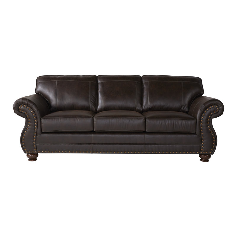 Macalla 91'' Faux Leather Sofa, Ridgeline Brownie