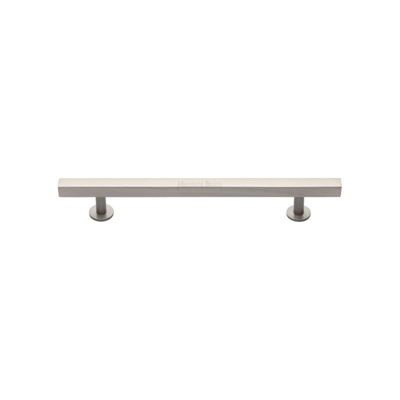 Heritage Brass Heritage Cabinet Pull Square Design with Footings, 12.8cm, Satin Nickel