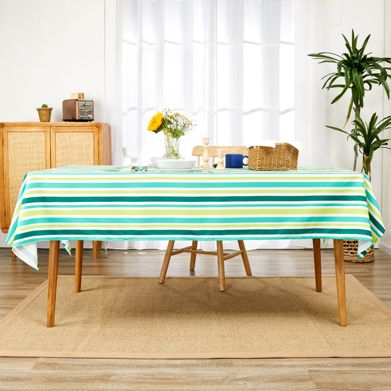Waterproof Polyester Tablecloth with Three Striped Patterns, 84” L x 60” W
