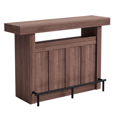 4-Tier Bar Table with Wine Glass Rack, Storage Shelves, Metal Footrest
