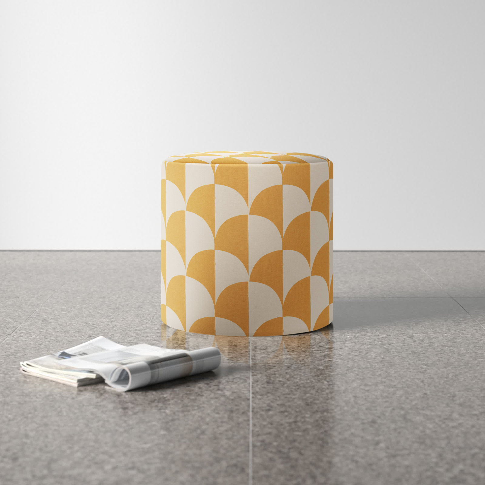 Orlando Upholstered Ottoman, Yellow Cotton