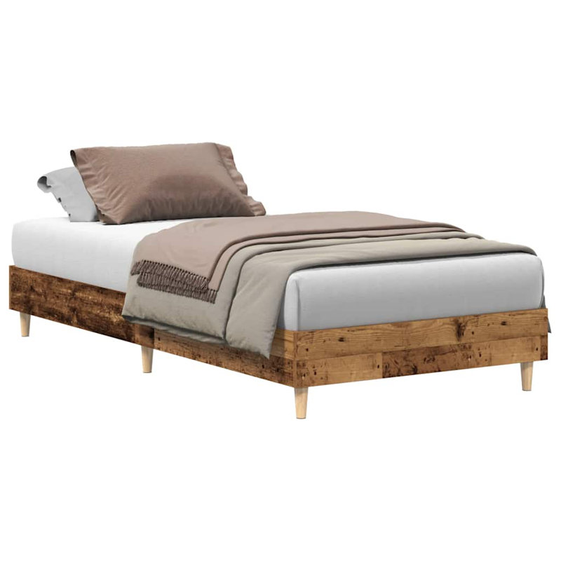 Bed Frame No Mattress Engineered Wood, Old Wood, Small Single (2'6)