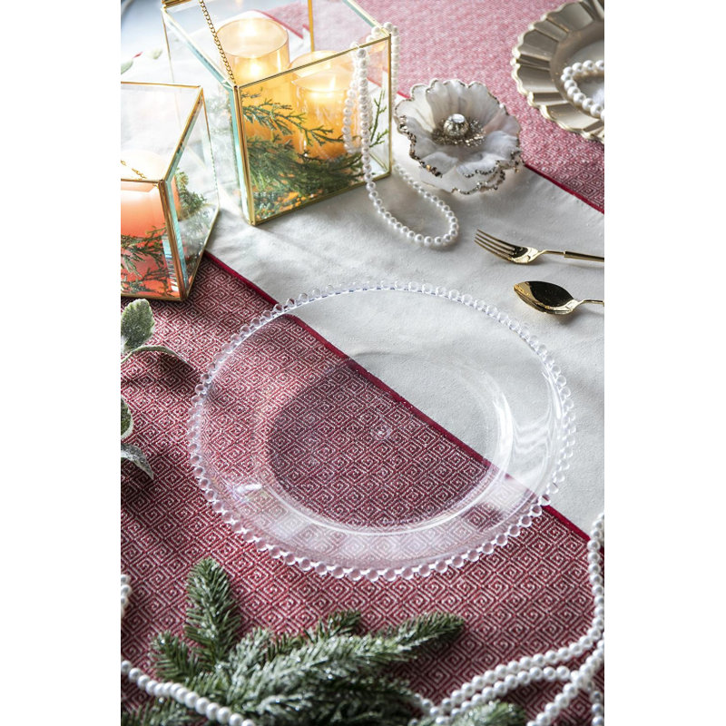 Ensemble de 6 assiettes de présentation en plastique perlé, Transparent