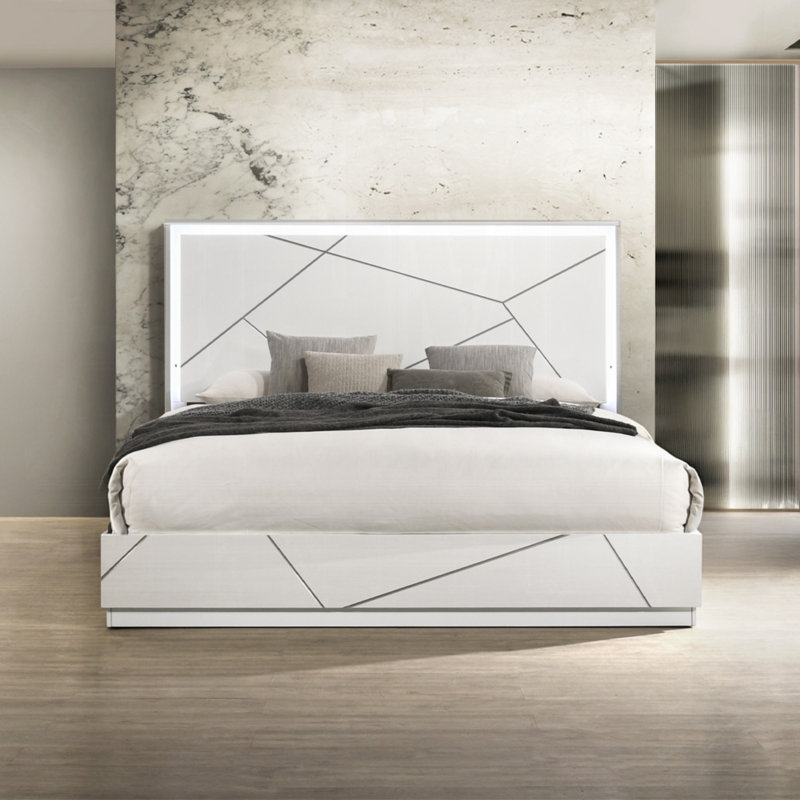 Cadre de lit de style moderne et moderne, mobilier de chambre contemporain, Grand lit