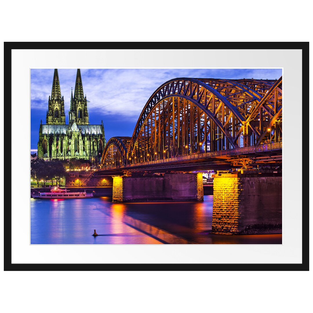 Gerahmtes Poster Hohenzollernbrücke bei Nacht