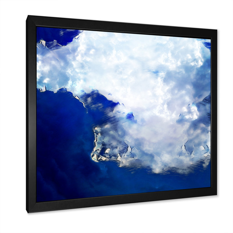 Espace abstrait bleu, Impression noire sur toile encadrée, H 16 po x l 16 po x P 1 po