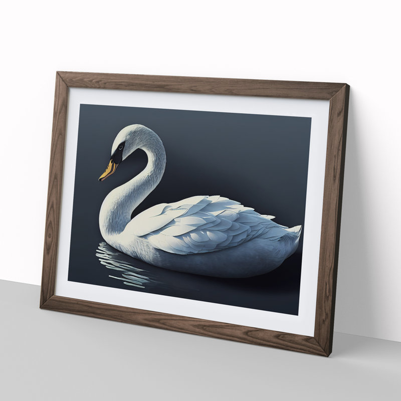 XH1022-8668X Super Swan - Single Picture Frame Print, 34cm H x 46cm W x 2cm D, Walnut