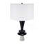 Lampe de table en aluminium D15x26,7" avec deux disques décoratifs différents et abat-jour (assemblage de l'abat-jour requis)-1846583399