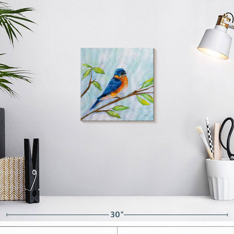Brampt Bluebird On Branch, 10" H x 10" W