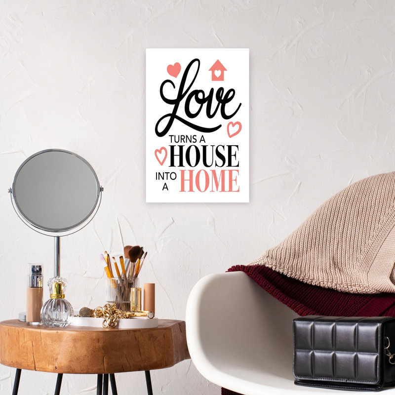 Love Turns House Home Modern Romantic Abstract Architecture Wall Art Print by Martina - Wrapped Canvas Print