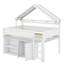 Lit mezzanine en bois robuste avec toit à baldaquin et armoire de rangement-658818683