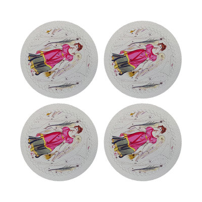 Zodiac Virgo White Vegan Leather Round Coasters
