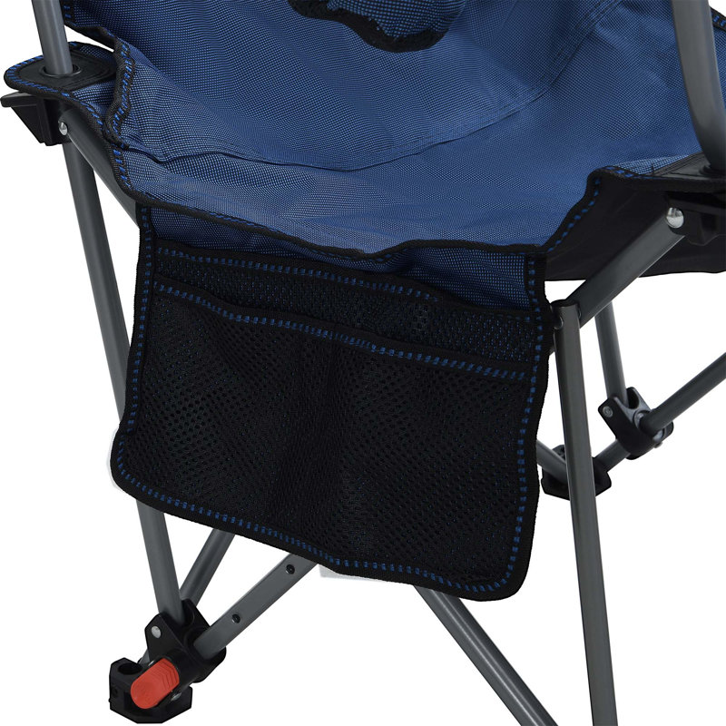 Chaise pliante / portative / inclinable réglable pour camping en plein air (ajustement à trois niveaux), poches latérales et porte-gobelet, sac de transport, bleu foncé