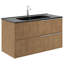 Kora Geo 24" Fluted Wall-Mounted Single Bathroom Vanity with Integrated Ceramic Top & Handles-93609682-93730769