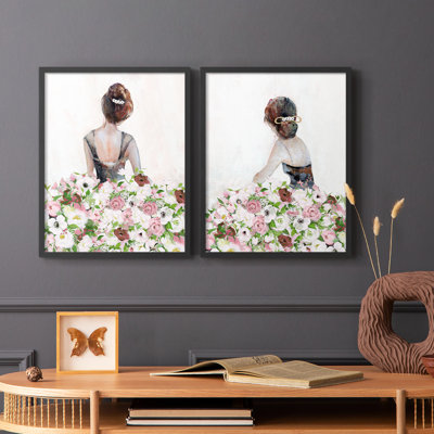 Magnifique Contemplation florale I - impression encadrée de qualité supérieure - prête à être accrochée - aucun clou requis - aucun clou requis