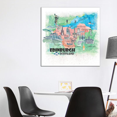 Edinburgh, Scotland Travel Poster by Markus & Martina Bleichner - Wrapped Canvas Gallery-Wrapped Canvas Giclée
