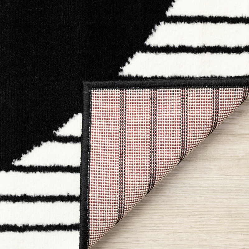 Fresno Black White Contrasting Modern Area Rug, Rectangle 6'7" x 9'7"