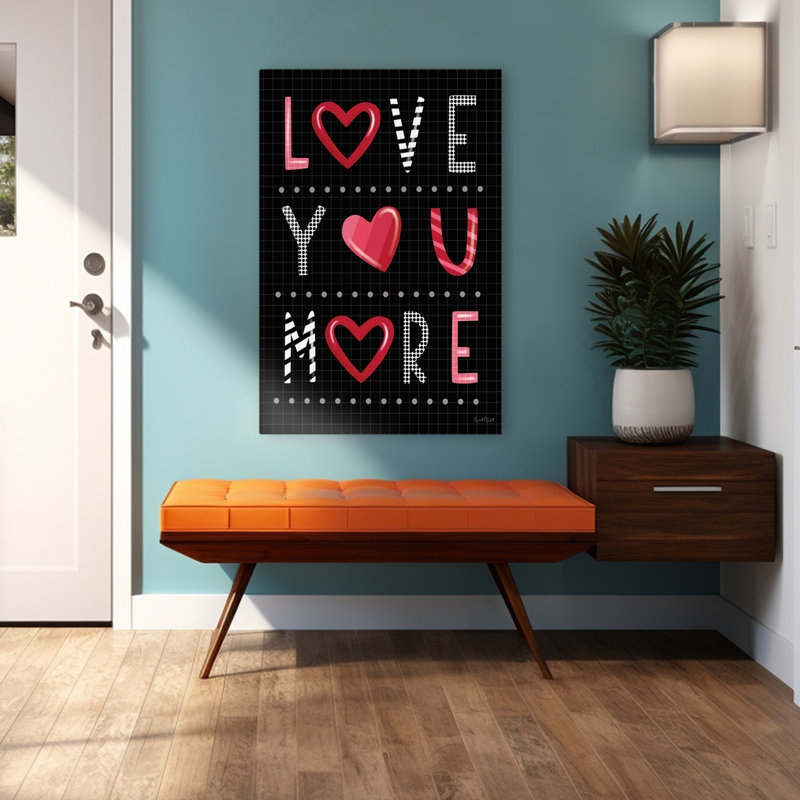 Love You More - Art contemporain typographique «Love You More» de la Saint-Valentin, H 32 po x l 48 po