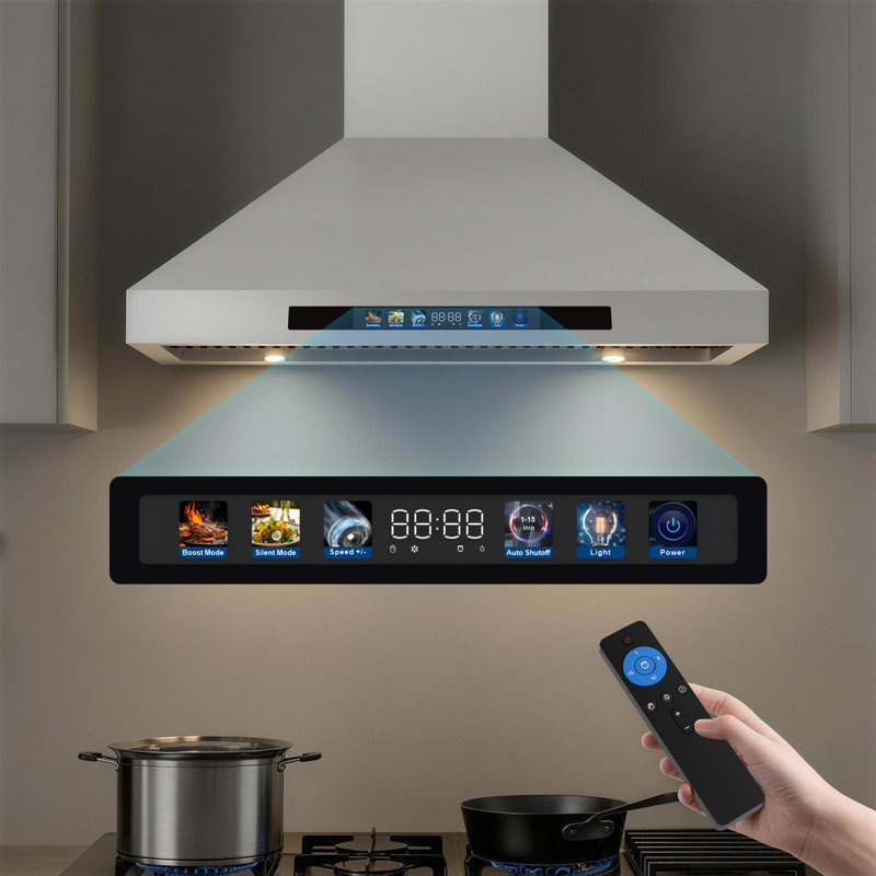 Hotte murale 48 pouces 1000 CFM, hotte de cuisine à 4 vitesses à conduit en acier inoxydable avec lumières à DEL à intensité variable, télécommande tactile / tactile