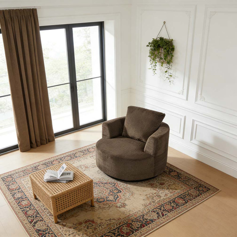 Fauteuil d'appoint pivotant à 360 ° compressible, Marron foncé