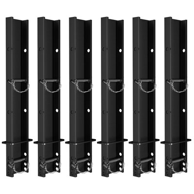 Adjustable Trailer Stake Sides - Heavy-Duty Steel Load Guard Rails with Anti-Loss Cord, Fits Flatbed Trailers and Trucks (6-Pack, 30-Inch)