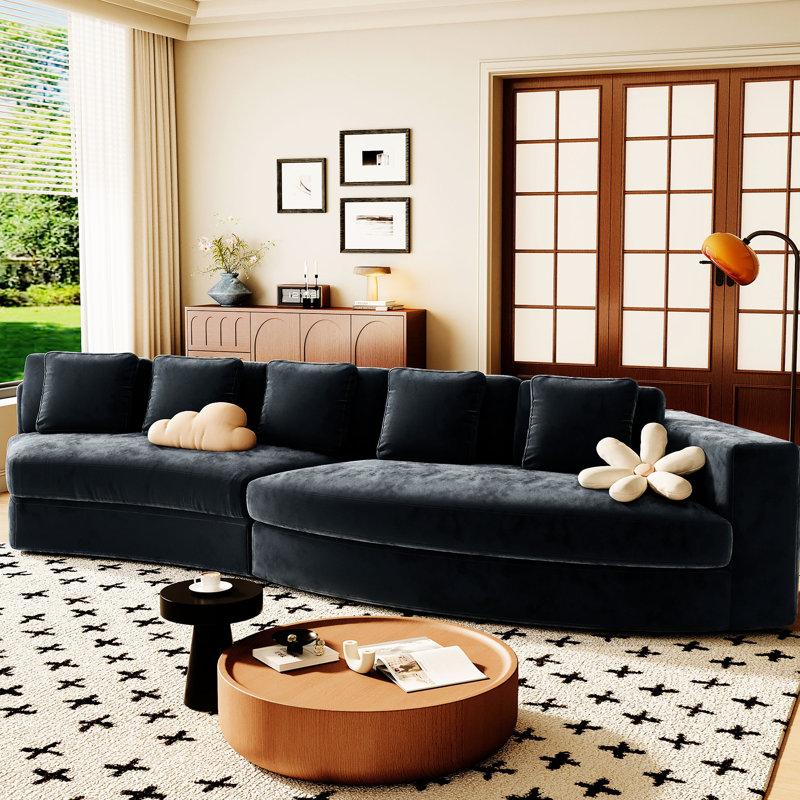 Chenille en U modulaire 115,7 po 4 avec conception incurvée, 5 coussins, tracas - installation facile