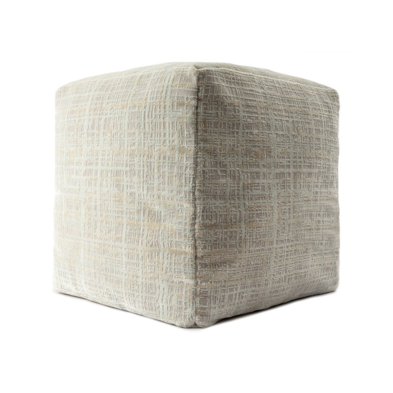 Schrick Luxe Modern Farmhouse Velvet Upholstered Pouf Ottoman, Taupe Polyester/Acrylic