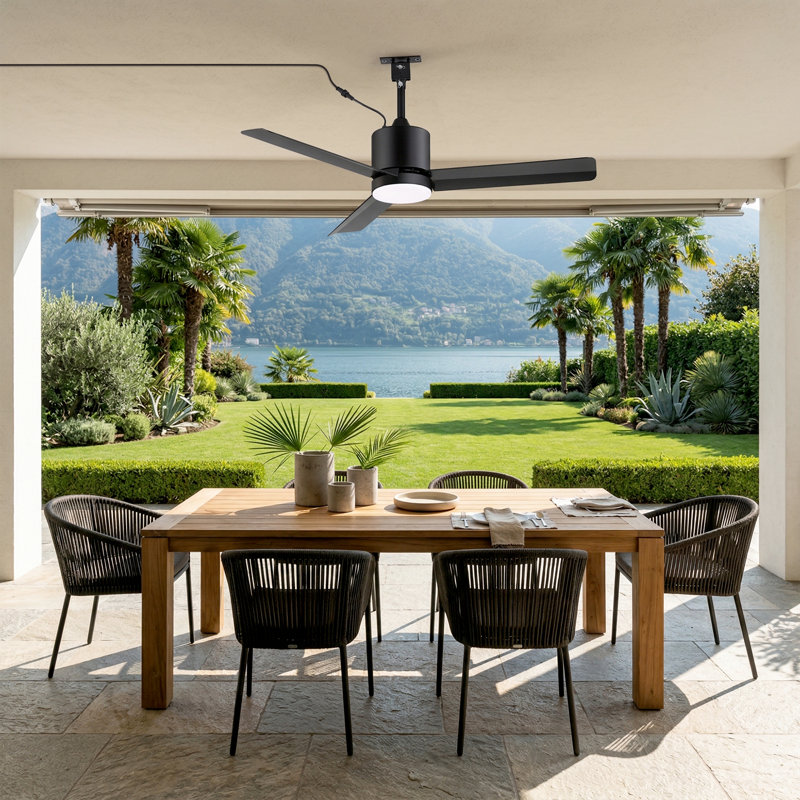 42" Outdoor Ceiling Fan with Light and Remote, Waterproof Plug-In Patio Fan with 3CCT Dimmable LED, Quiet Reversible DC Motor, 6-Speed, 5M Power Cord for Patio Porch Gazebo